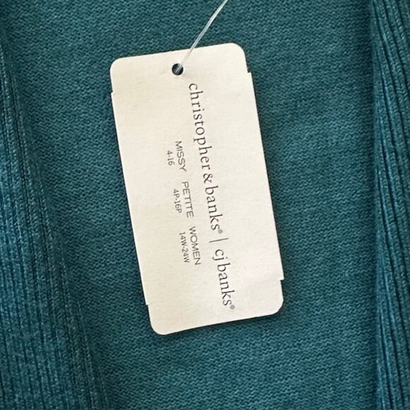 NWT Christopher & Banks Turquoise Fine Knit Cardigan - Picture 5 of 6